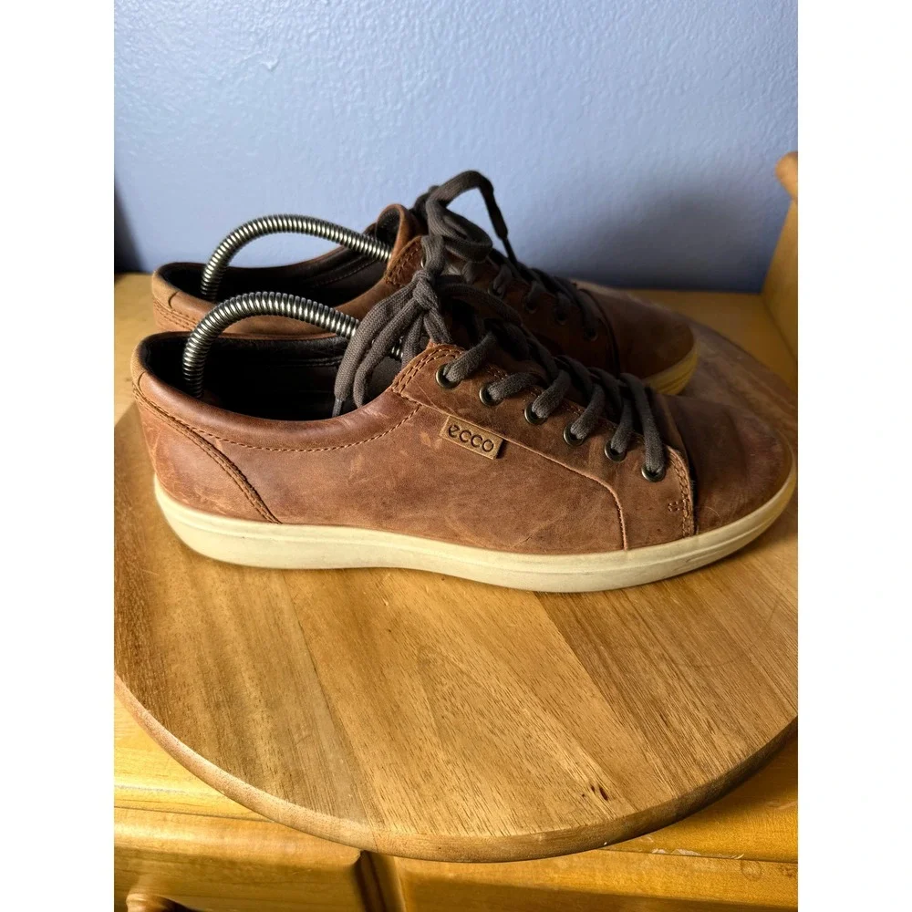 ECCO Soft 7 Sneakers Mens 43 Brown Good Leather Low Top Lace Up Shoes